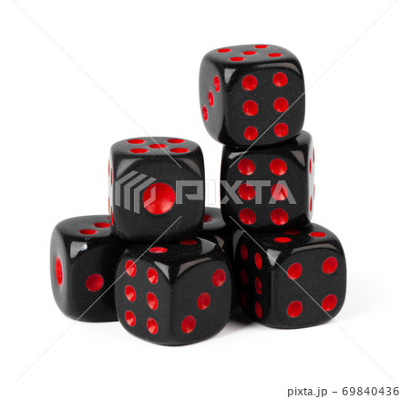 Stacked play dice isolated on white background 69840436