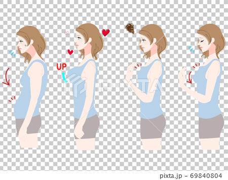 Women's bust up and chest trouble set - Stock Illustration [69840804] -  PIXTA