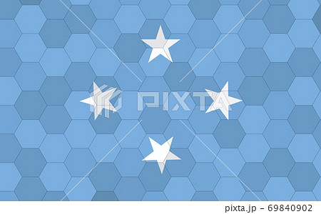 Micronesia flag illustration. Futuristic Micronesian flag graphic with abstract hexagon background vector. Micronesia national flag symbolizes independence. Micronesia flag illustration. Futuristic Micronesian flag graphic with abstract hexagon background vector. Micronesia national flag symbolizes independence. 69840902