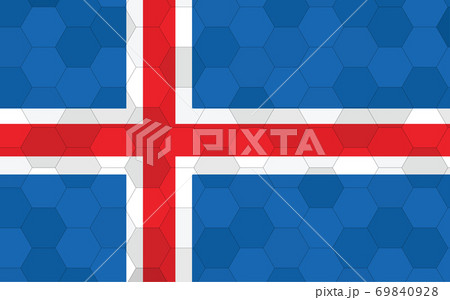 Iceland flag illustration. Futuristic Icelander flag graphic with abstract hexagon background vector. Iceland national flag symbolizes independence. 69840928