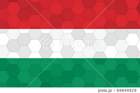 Hungary flag illustration. Futuristic Hungarian flag graphic with abstract hexagon background vector. Hungary national flag symbolizes independence. Hungary flag illustration. Futuristic Hungarian flag graphic with abstract hexagon background vector. Hungary national flag symbolizes independence. 69840929