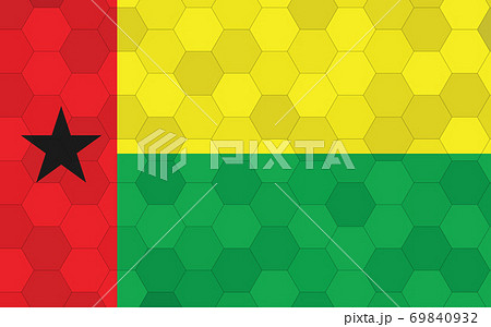 Guinea Bissau flag illustration. Futuristic Guinean flag graphic with abstract hexagon background vector. Guinea Bissau national flag symbolizes independence. Guinea Bissau flag illustration. Futuristic Guinean flag graphic with abstract hexagon background vector. Guinea Bissau national flag symbolizes independence. 69840932