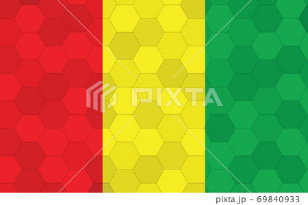 Guinea flag illustration. Futuristic Guinean flag graphic with abstract hexagon background vector. Guinea national flag symbolizes independence. Guinea flag illustration. Futuristic Guinean flag graphic with abstract hexagon background vector. Guinea national flag symbolizes independence. 69840933