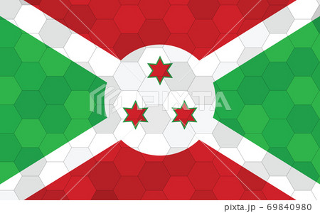 Burundi flag illustration. Futuristic Burundian flag graphic with abstract hexagon background vector. Burundi national flag symbolizes independence. 69840980