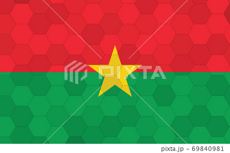 Burkina Faso flag illustration. Futuristic Burkinabe flag graphic with abstract hexagon background vector. Burkina Faso national flag symbolizes independence. Burkina Faso flag illustration. Futuristic Burkinabe flag graphic with abstract hexagon background vector. Burkina Faso national flag symbolizes independence. 69840981