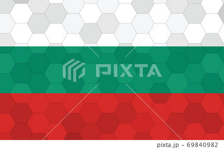 Bulgaria flag illustration. Futuristic Bulgarian flag graphic with abstract hexagon background vector. Bulgaria national flag symbolizes independence. 69840982