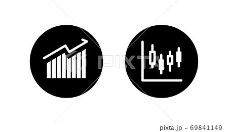 シンプルなグラフのアイコンのセット ビジネス 株 市場 投資 マーケティング 金融 成長のイラスト素材
