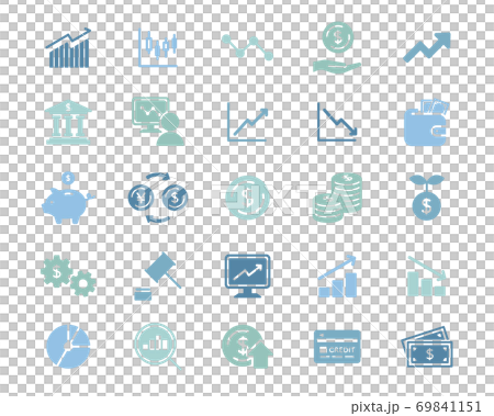 Set of stock, investment, financial and economic icons / business / stocks / stock prices / securities / money / banknotes / money / graphs 69841151
