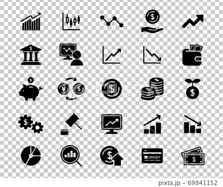 股票，投資，金融和經濟圖標集/商業/股票/股票/證券/錢/票據/貨幣/圖形 69841152