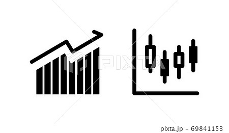 シンプルなグラフのアイコンのセット ビジネス 株 市場 投資 マーケティング 金融 成長のイラスト素材