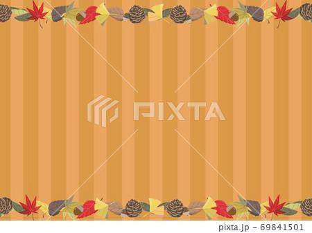 秋の壁紙 横 落ち葉のラインのイラスト素材