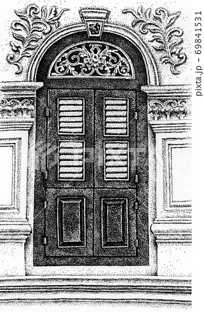 装飾的なアンティークドアのイラスト素材