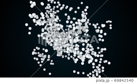 Chaotic concentration and dispersion of sphere, 3d rendering. Computer generated abstract background, small round particles in the space 69842540