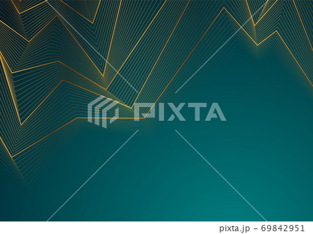 Turquoise abstract background with golden curved lines pattern 69842951