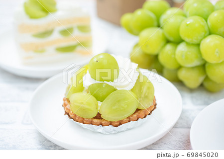 シャインマスカットとシャインマスカットを使ったケーキ シャインマスカットとシャインマスカットを使ったケーキ 69845020