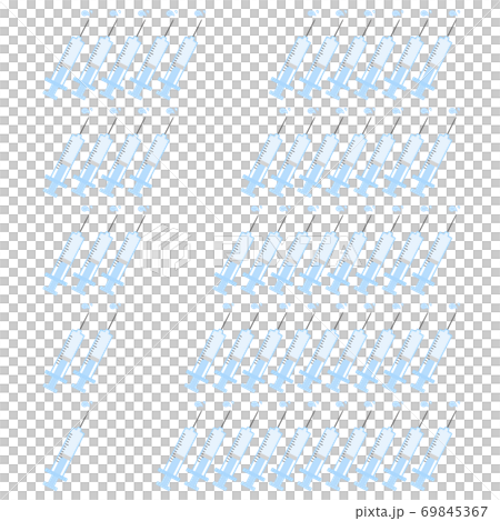 許多藍色的注射器用水下降1至10 許多藍色的注射器用水下降1至10 69845367