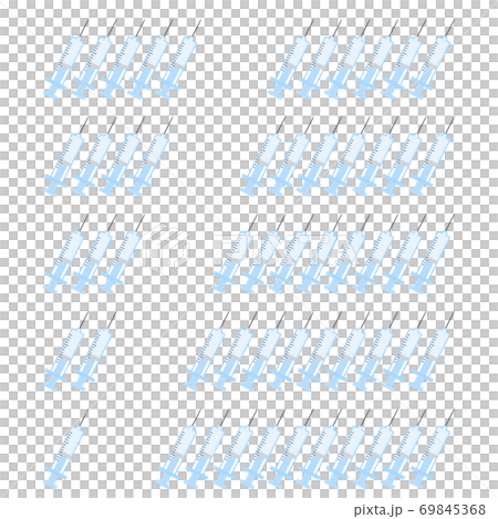 許多藍色注射器從1排到10 69845368