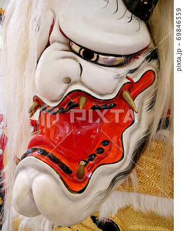 広島の神楽 城鬼の面の写真素材