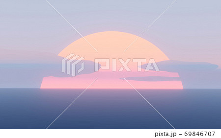 sun setting over clouds, evening sunset background, 3d illustration 69846707