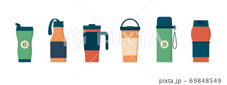 Tumblers with cover, travel thermo mugs, reusable cups for hot drinks 69848549