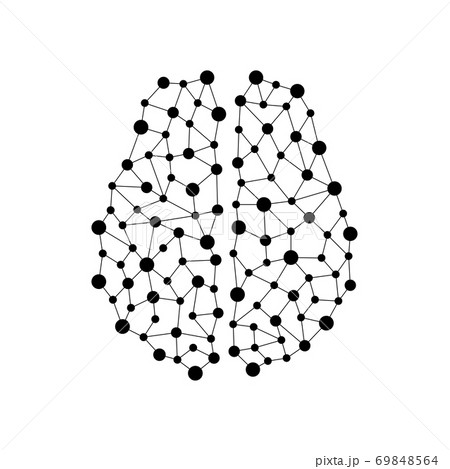 Human brain from nodes and connections as a symbol of thinking. Neural network. 69848564