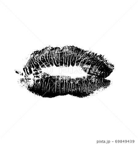 Lips track print. Stamp of mouth isolated on white background. Vector illustration. 69849439