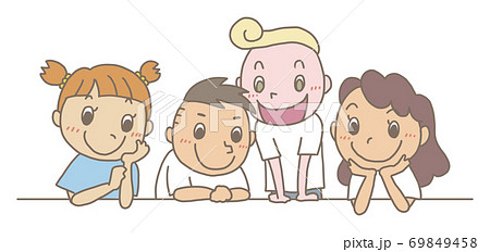 キッズ_覗き込む_手描きタッチ_輪郭有02 69849458