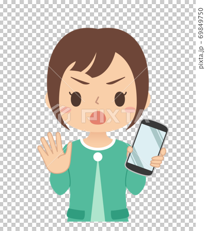 Noサインでスマホを持つ女性 イラストのイラスト素材 Noサインでスマホを持つ女性 イラストのイラスト素材
