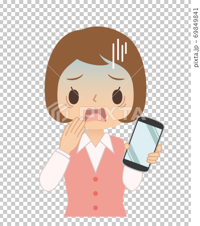 焦った青い顔でスマホを持つ女性 イラスト 焦った青い顔でスマホを持つ女性 イラスト 69849841