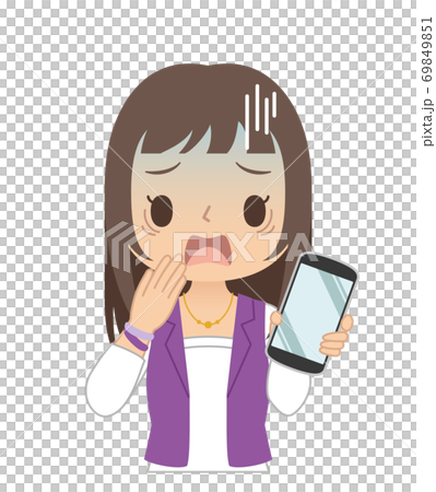 一名女子與衝藍臉和智能手機的插圖 一名女子與衝藍臉和智能手機的插圖 69849851