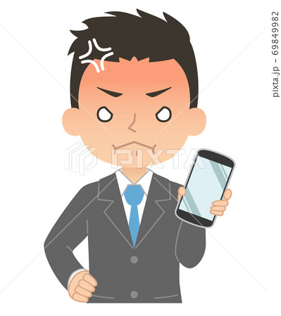 怒った赤い顔でスマホを持つ男性 イラスト 怒った赤い顔でスマホを持つ男性 イラスト 69849982
