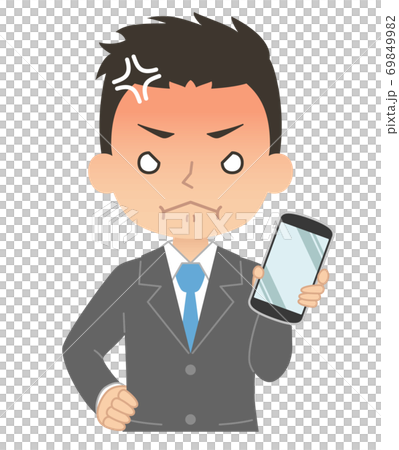怒った赤い顔でスマホを持つ男性 イラスト 怒った赤い顔でスマホを持つ男性 イラスト 69849982