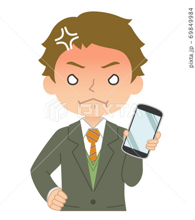 怒った赤い顔でスマホを持つ男性 イラスト 怒った赤い顔でスマホを持つ男性 イラスト 69849984