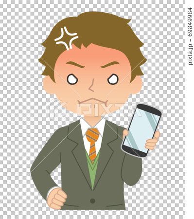 怒った赤い顔でスマホを持つ男性 イラスト 怒った赤い顔でスマホを持つ男性 イラスト 69849984