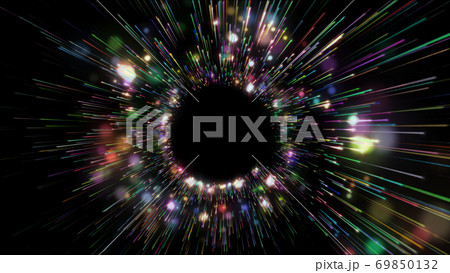 カラフル ズーム 宇宙 コスモ 流れる ライン 円 集中 放射状 69850132