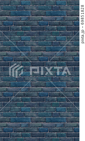 縦長サイズの青色のレンガの壁紙 シームレスパターン素材のイラスト素材