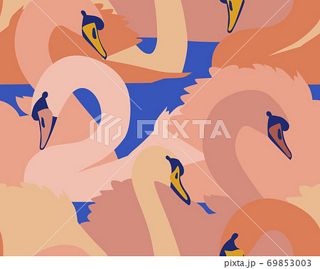 Animal seamless pattern with swan birds. 69853003