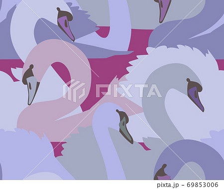 Animal seamless pattern with swan birds. 69853006