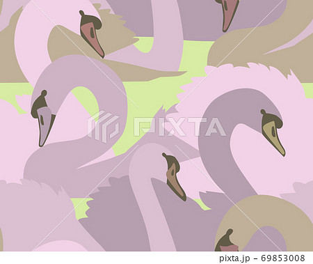 Animal seamless pattern with swan birds. 69853008