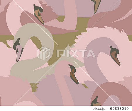 Animal seamless pattern with swan birds. 69853010