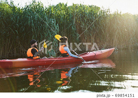 Group of young people on kayak 69854151