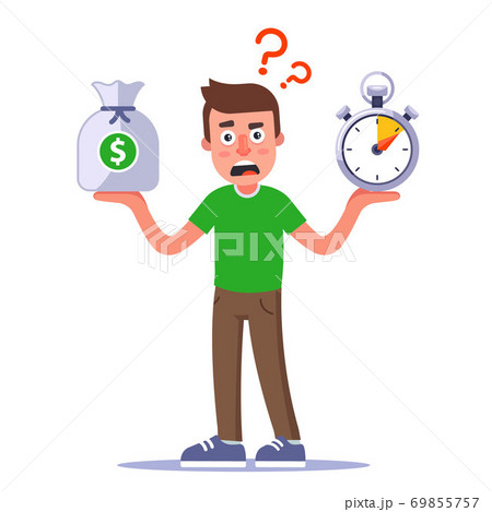 character thinks how to make money fast.  69855757