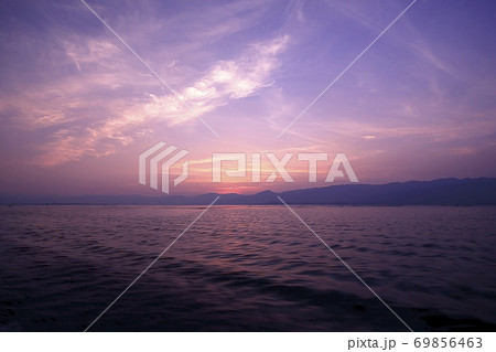 Landscape lighting Twilight Inle Lake in Myanmar. 69856463