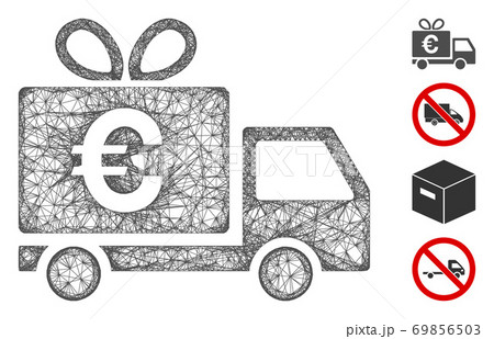 Euro Gift Delivery Web Vector Mesh Illustration 69856503