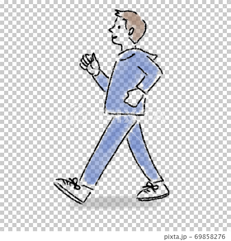 行走的年輕男子水彩手繪 69858276