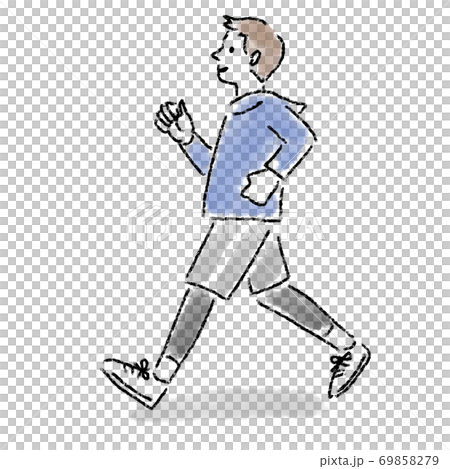 ランニング　若い　男性　水彩　手描き 69858279