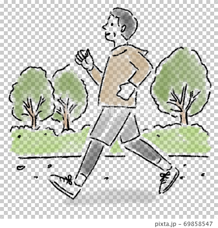 奔跑的人中年戶外水彩手繪 奔跑的人中年戶外水彩手繪 69858547