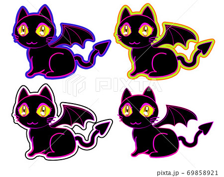 ハロウィンの悪魔の猫のイラスト素材