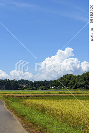 夏の空と田園風景 69862620