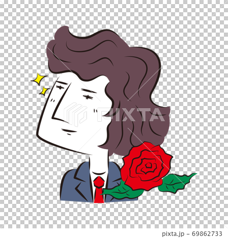 ビジネスマン キメ顔 バラのイラスト素材